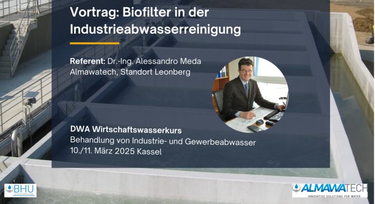 Vortrag von ALMAWATECH über Biofiltrationen in der industriellen Wasseraufbereitung bei der DWA Veranstaltung Wawikurs